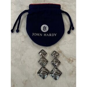 John Hardy Sterling Silver Diamond Shape Drop Dangle Earrings